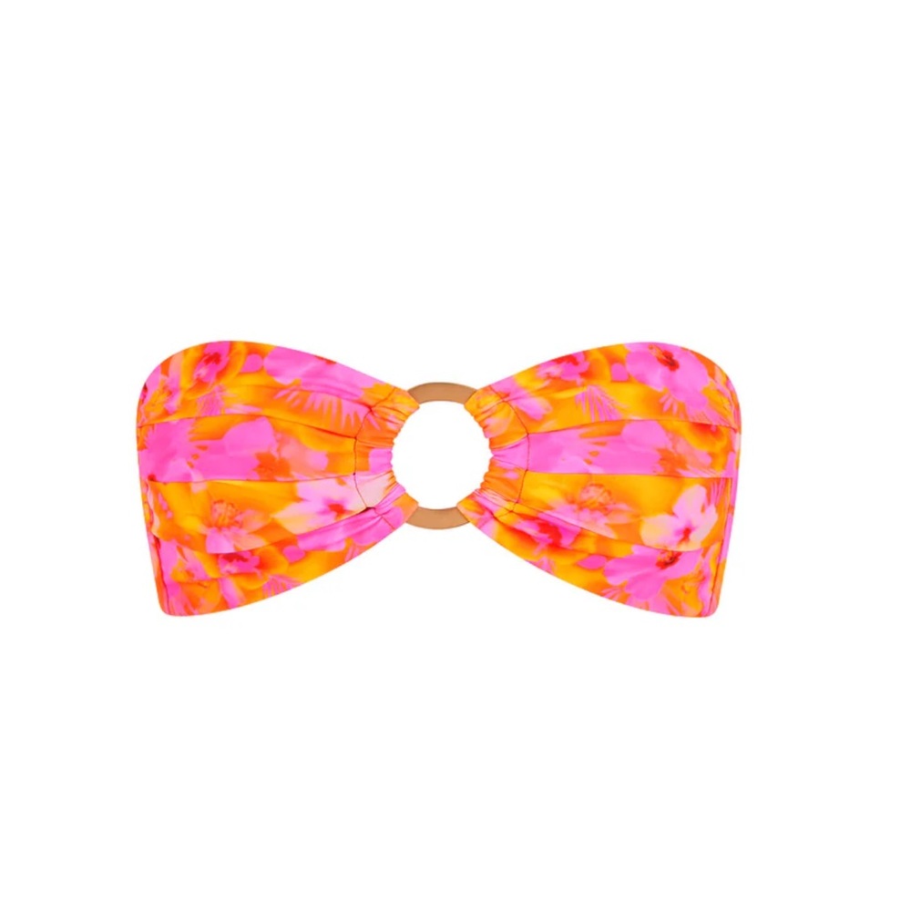 Kulani Kinis Pink and Orange Floral Bikini Top